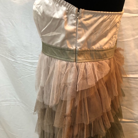 Ryu Green Brown Strapless Tiered Ruffled Sundress - Picture 4 of 5